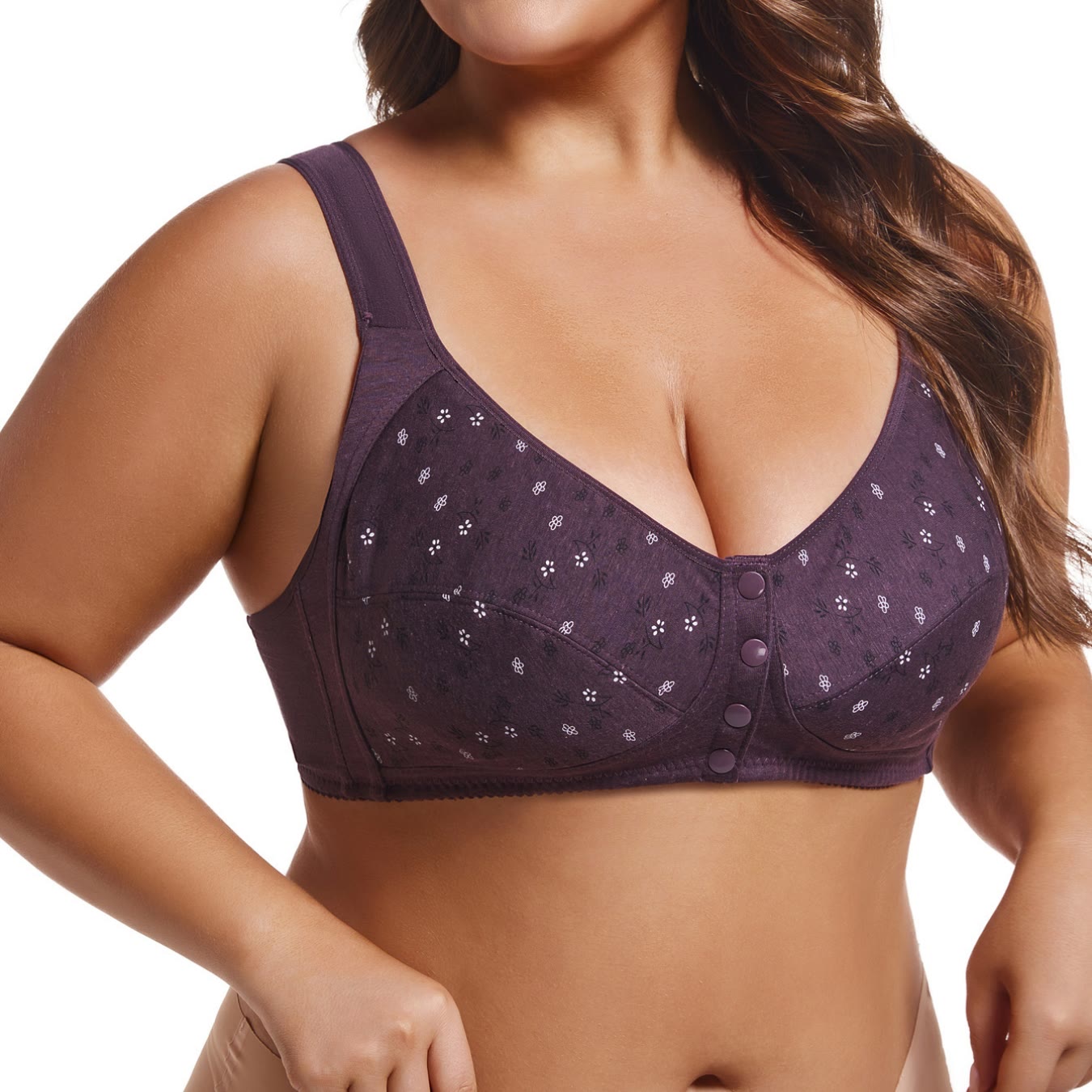 Soutien-gorge sans armatures à fermeture frontale grande taille