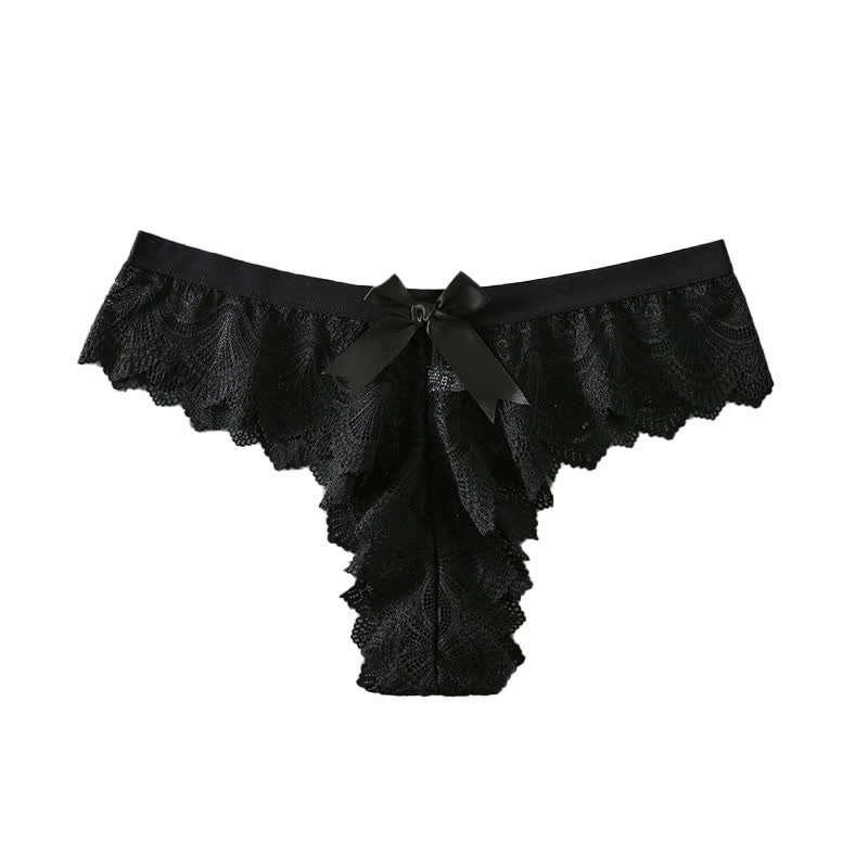 String sexy taille basse en dentelle avec nœud papillon (lot de 3)