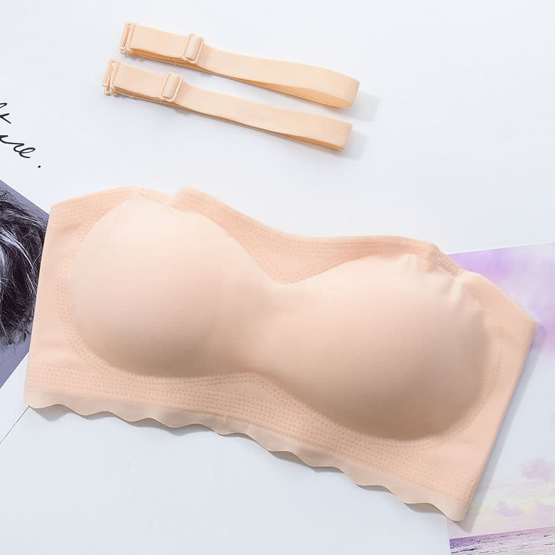 Soutien-gorge push-up sans bretelles grande taille, antidérapant et sans armatures