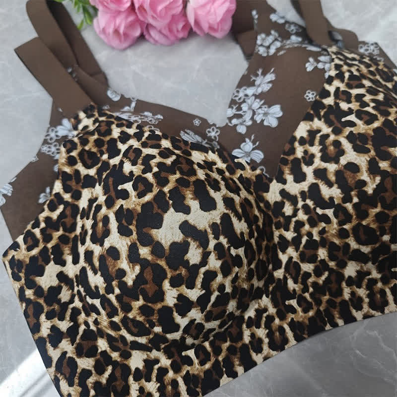 Soutien-gorge push-up sans armatures grande taille à imprimé floral léopard - image 12