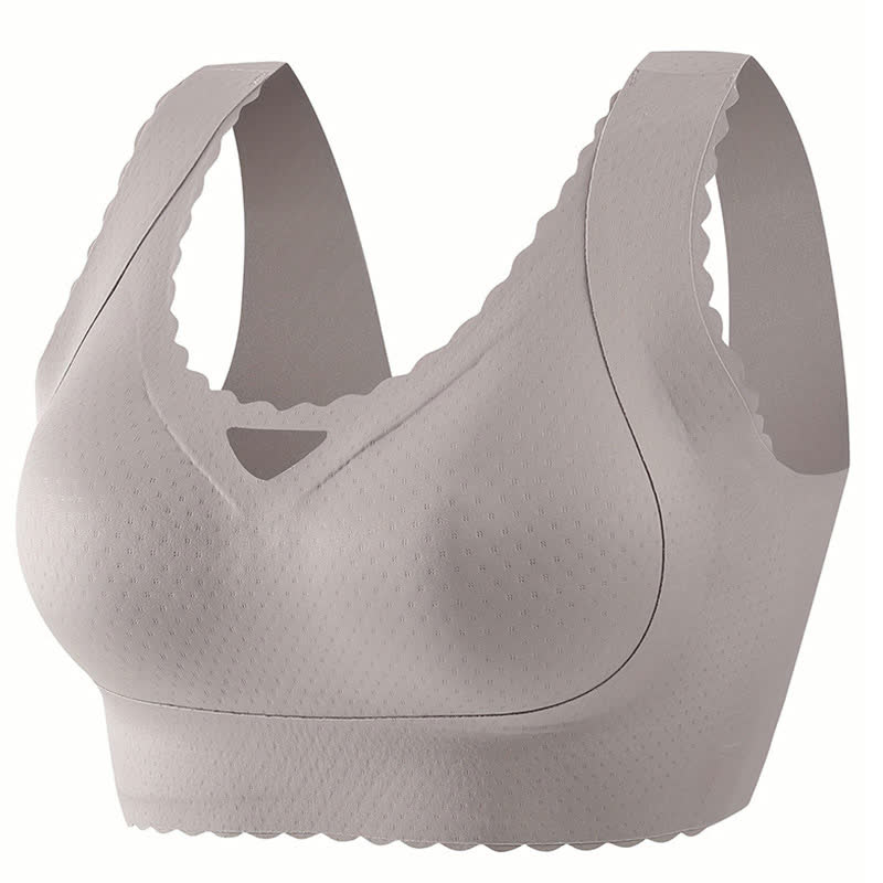 Soutien-gorge push-up sans armatures à bords ondulés et sans coutures grande taille