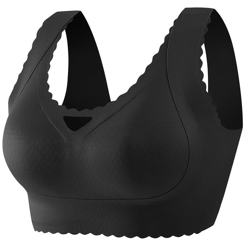 Soutien-gorge push-up sans armatures à bords ondulés et sans coutures grande taille