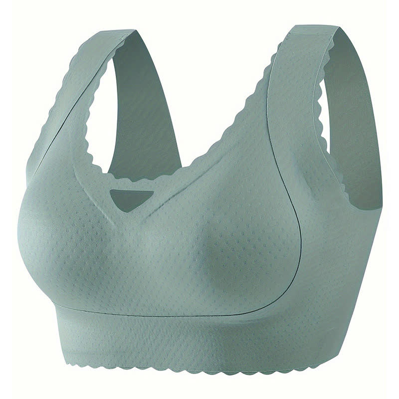 Soutien-gorge push-up sans armatures à bords ondulés et sans coutures grande taille