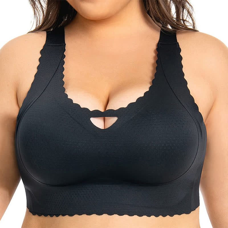 Soutien-gorge push-up sans armatures à bords ondulés et sans coutures grande taille