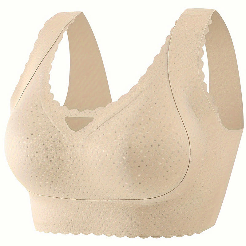 Soutien-gorge push-up sans armatures à bords ondulés et sans coutures grande taille