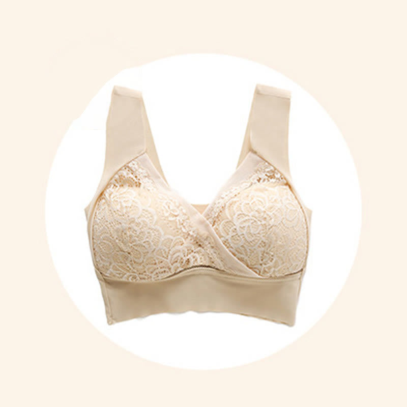 Soutien-gorge sans armatures en dentelle grande taille sans coutures
