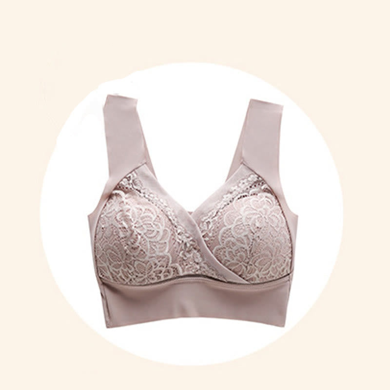 Soutien-gorge sans armatures en dentelle grande taille sans coutures