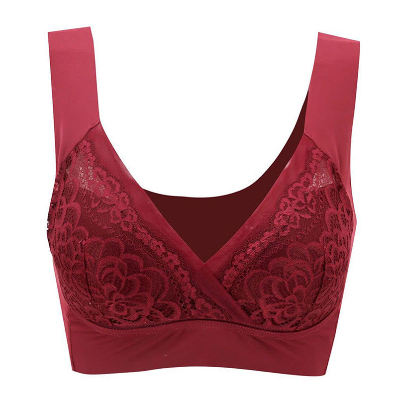 Soutien-gorge sans armatures en dentelle grande taille sans coutures