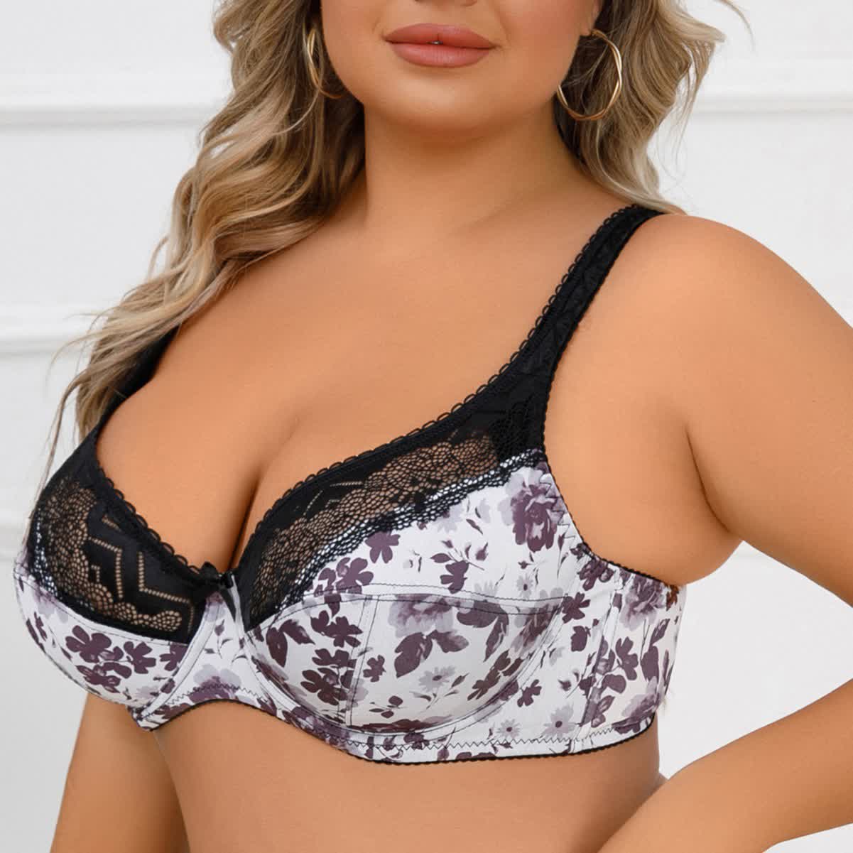 Soutien-gorge push-up ultra fin à armatures et motif floral