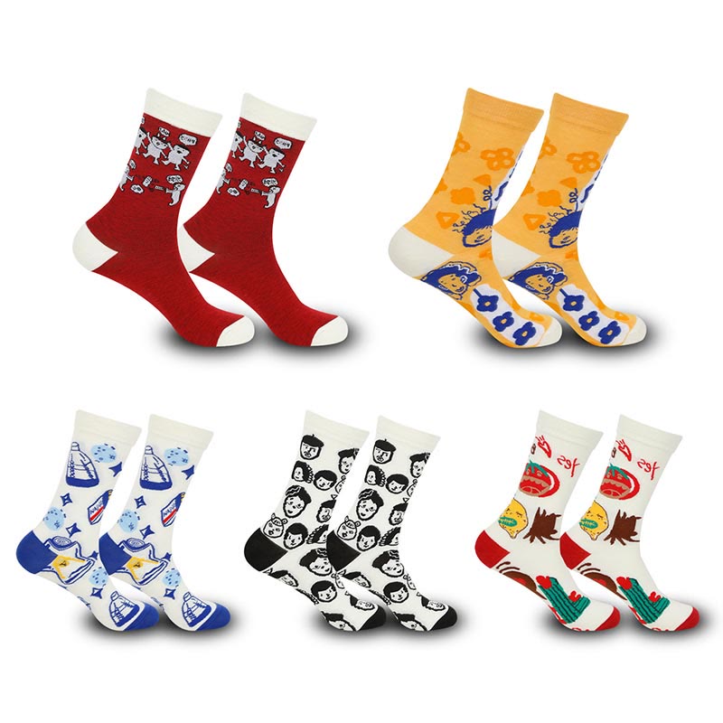 Chaussettes courtes à motifs amusants grande taille (5 paires)