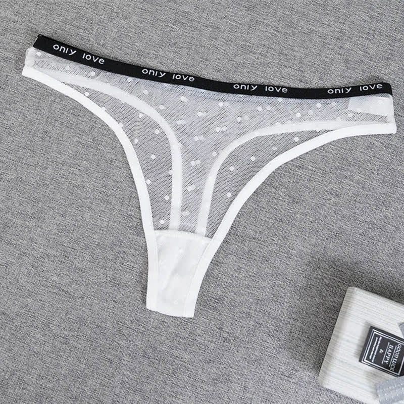 String sexy en maille à pois (lot de 3) - Blanc - 4XL - image 5
