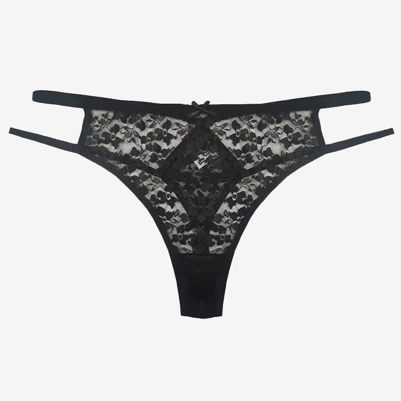 String sexy en dentelle transparente à taille creuse (lot de 3)