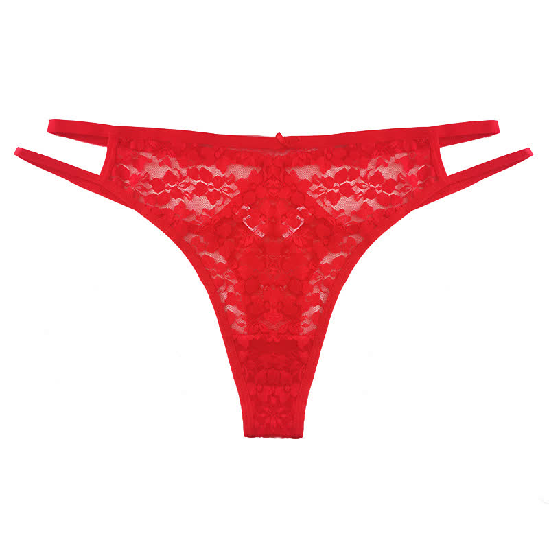 String sexy en dentelle transparente à taille creuse (lot de 3)