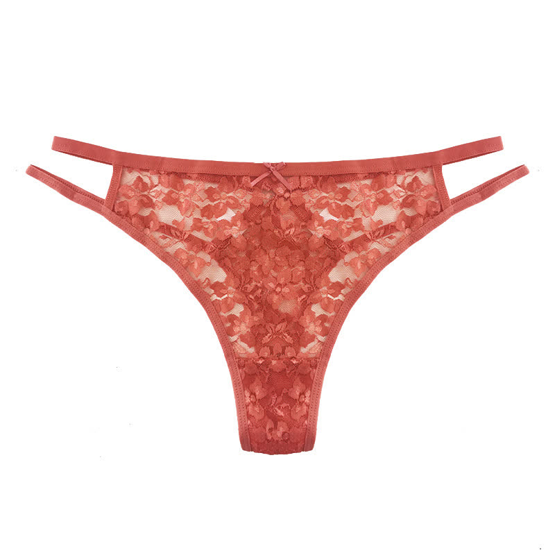 String sexy en dentelle transparente à taille creuse (lot de 3)