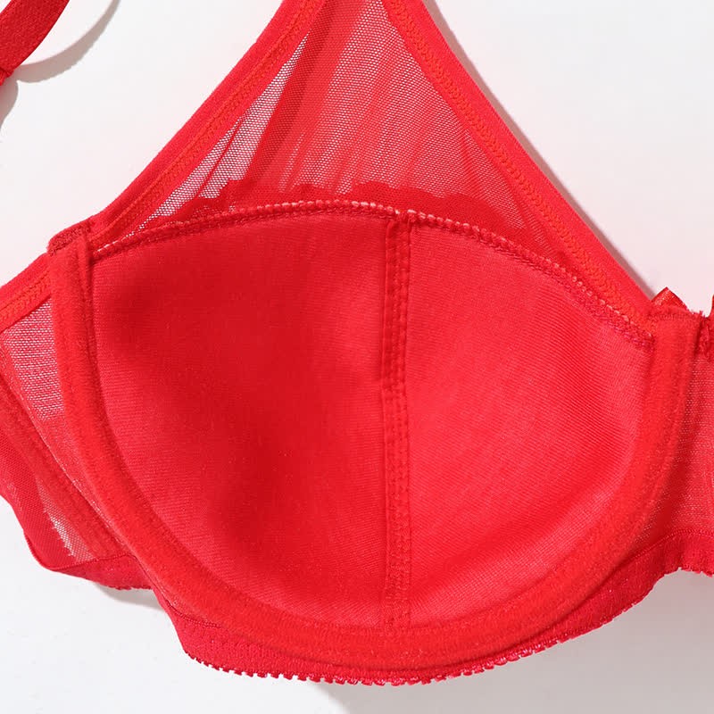 Soutien-gorge à armatures sexy ultra-fin en dentelle semi-transparente