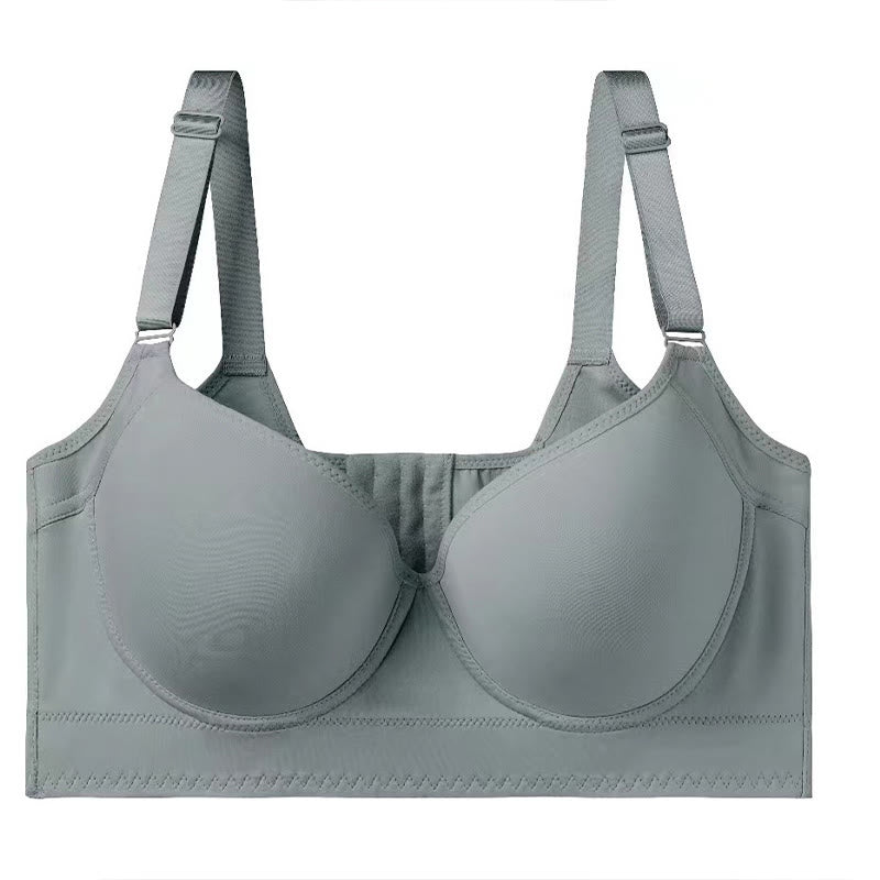 Soutiens-gorge gris grande taille à décolleté plongeant en V