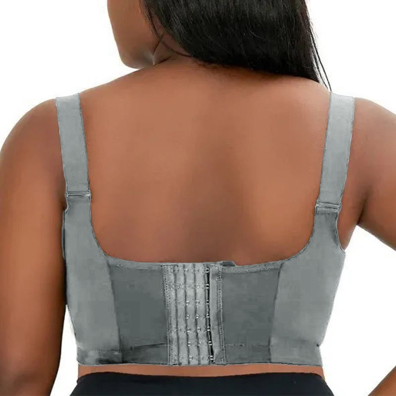 Soutiens-gorge gris grande taille à décolleté plongeant en V