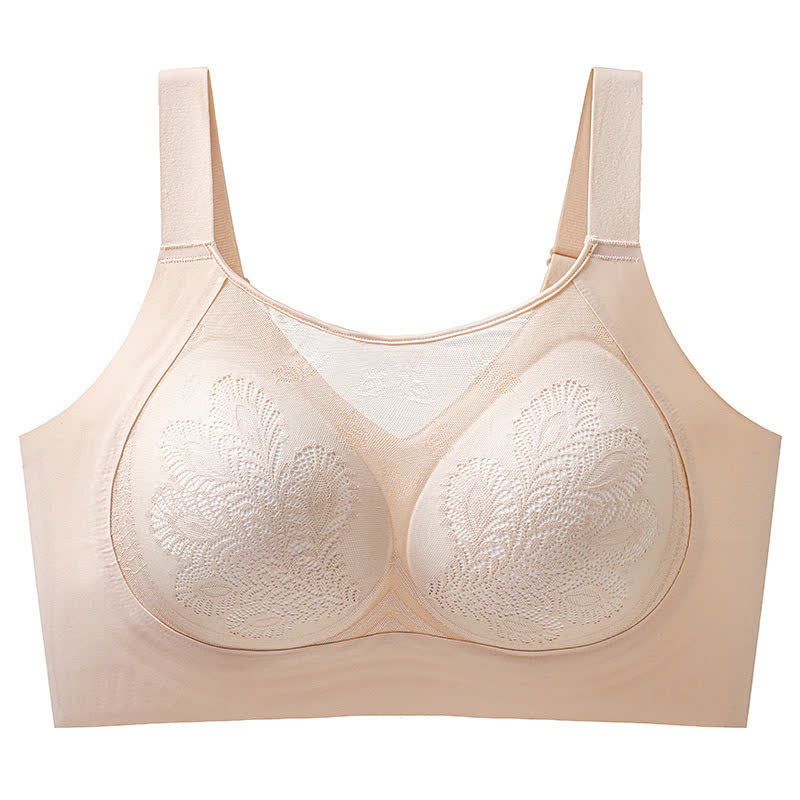 Soutien-gorge sans armatures en dentelle florale extensible