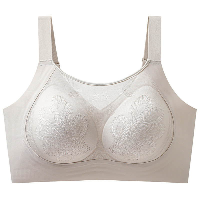 Soutien-gorge sans armatures en dentelle florale extensible