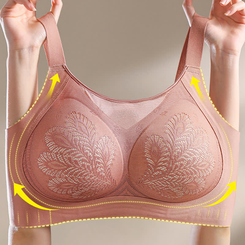 Soutien-gorge sans armatures en dentelle florale extensible