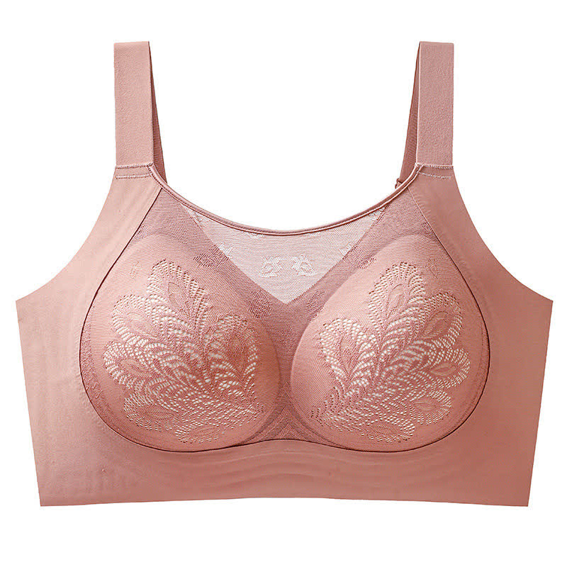 Soutien-gorge sans armatures en dentelle florale extensible