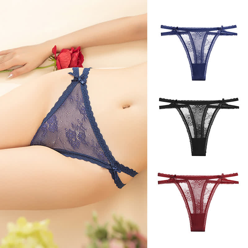 String sexy en dentelle taille basse (lot de 3)
