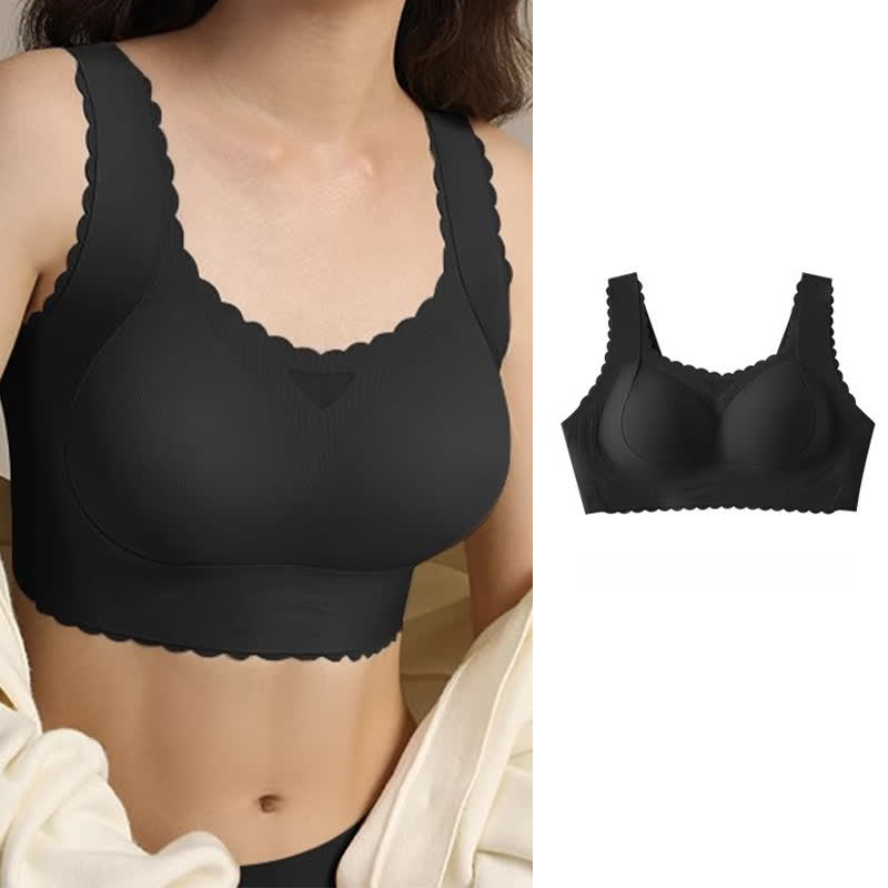 Soutien-gorge push-up fin sans armatures à bonnets complets et bords ondulés