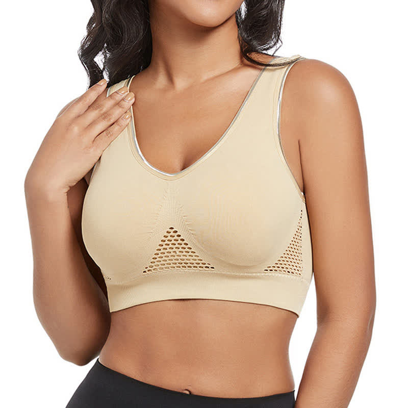 Soutien-gorge de sport respirant sans coutures, grande taille, creux et sans armatures