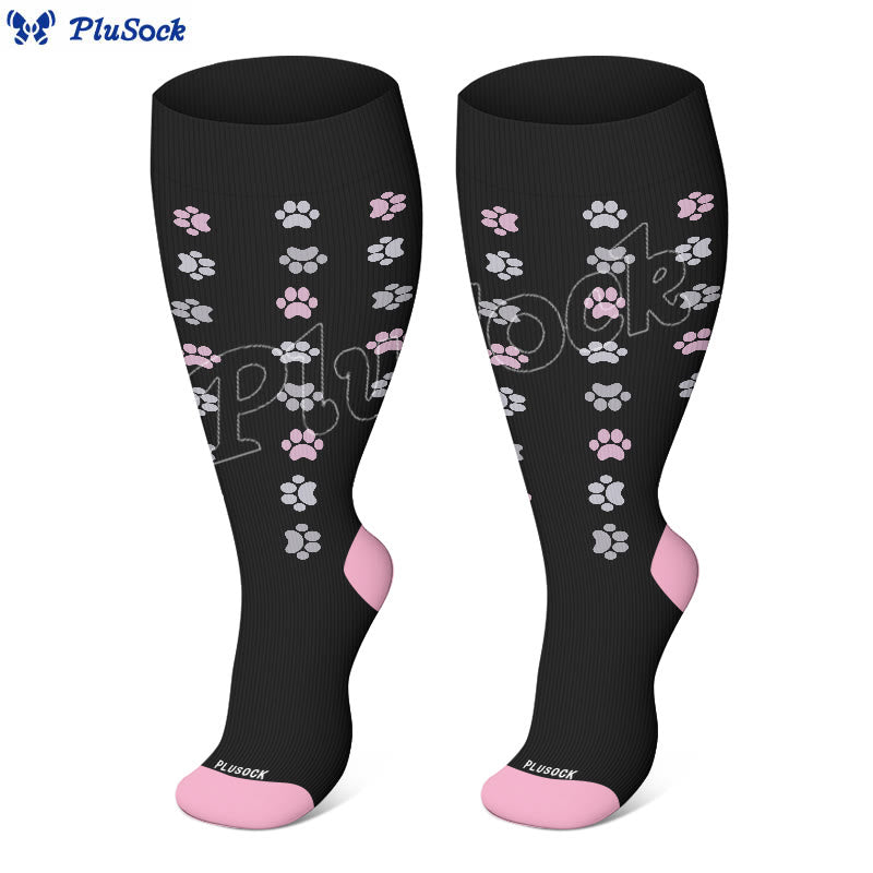 Chaussettes de compression ananas à motif empreintes de chien, grandes tailles (2XL-7XL)