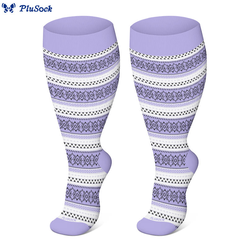 Chaussettes de compression à rayures violettes grande taille (3 paires) - image 4