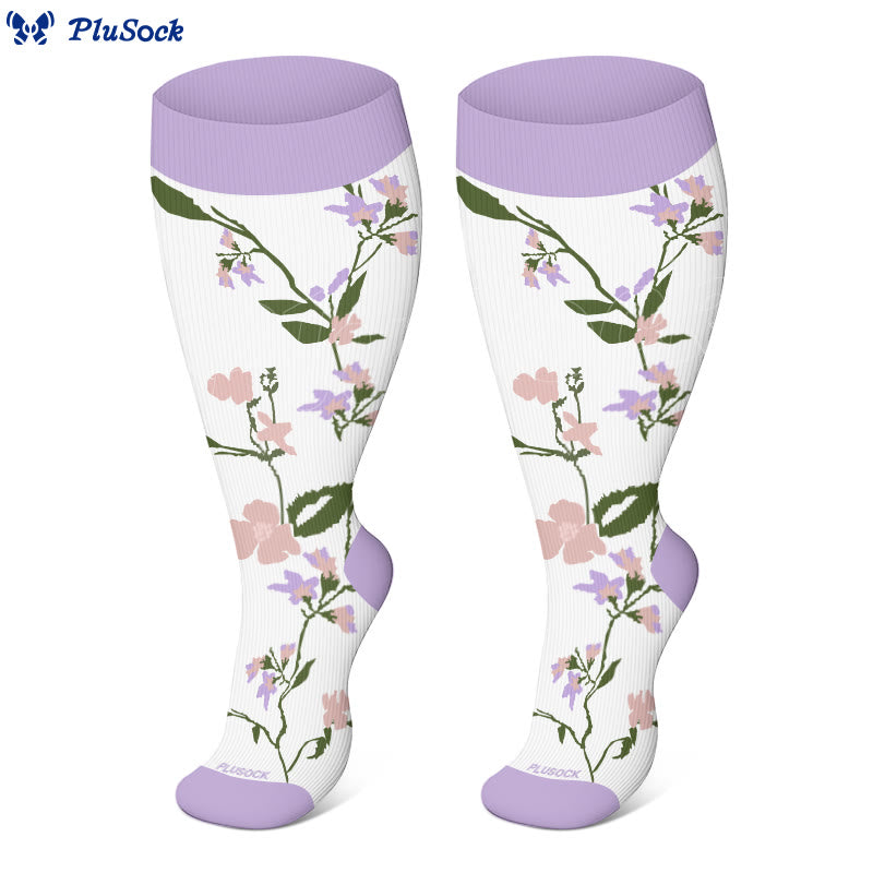 Chaussettes de compression à rayures violettes grande taille (3 paires) - image 2