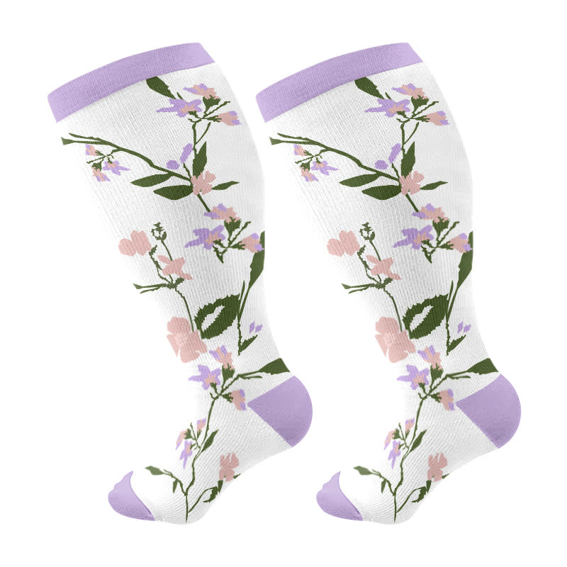 Chaussettes de compression à rayures violettes grande taille (3 paires) - Blanc - 4XL - image 6
