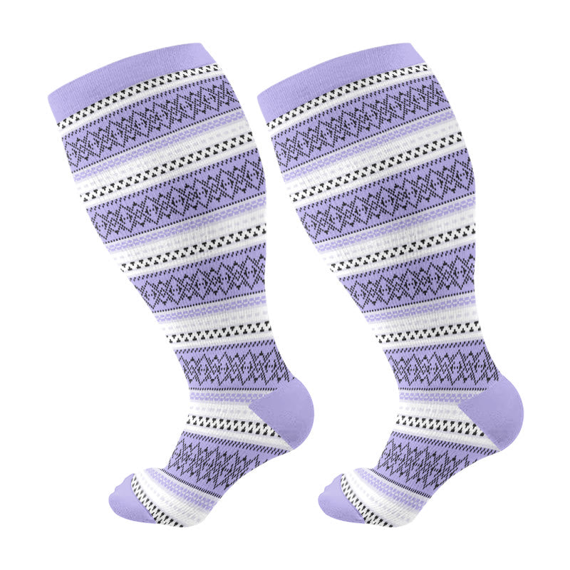 Chaussettes de compression à rayures violettes grande taille (3 paires) - Violet clair - 4XL - image 8