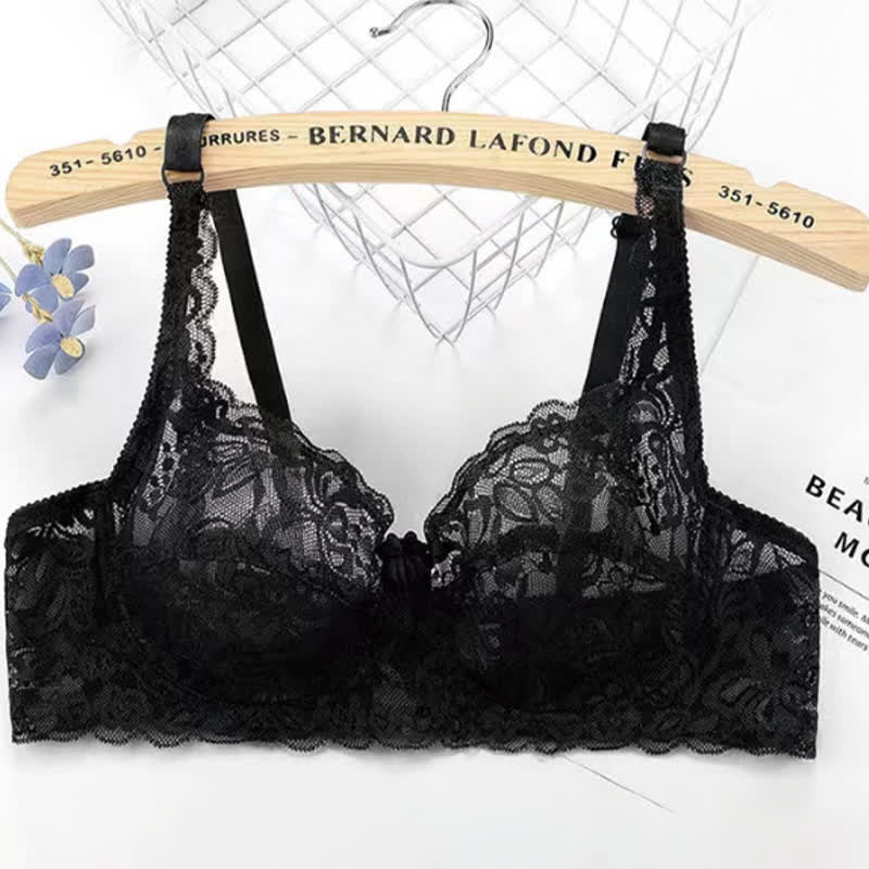 Soutien-gorge à armatures sexy entièrement transparent en dentelle fine