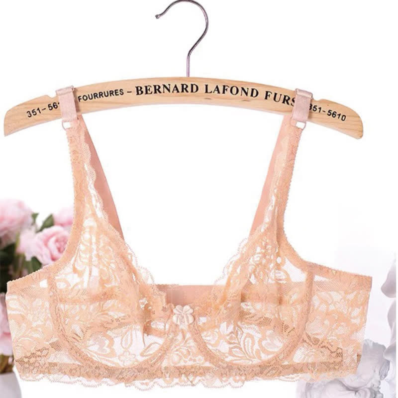 Soutien-gorge à armatures sexy entièrement transparent en dentelle fine