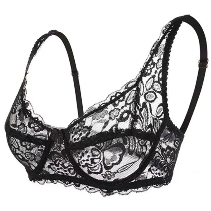 Soutien-gorge à armatures sexy entièrement transparent en dentelle fine