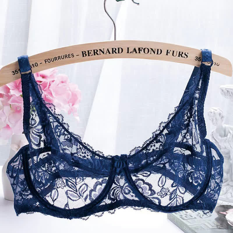 Soutien-gorge à armatures sexy entièrement transparent en dentelle fine