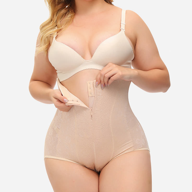 Culotte gainante taille haute avec fermeture éclair et effet gainant pour le ventre et les hanches