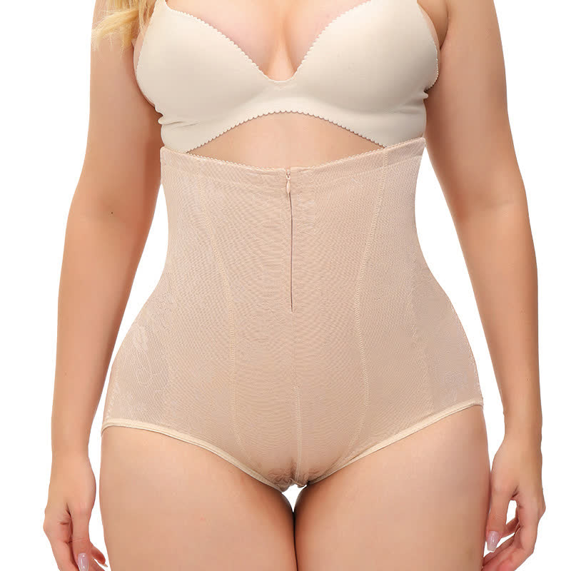 Culotte gainante taille haute avec fermeture éclair et effet gainant pour le ventre et les hanches