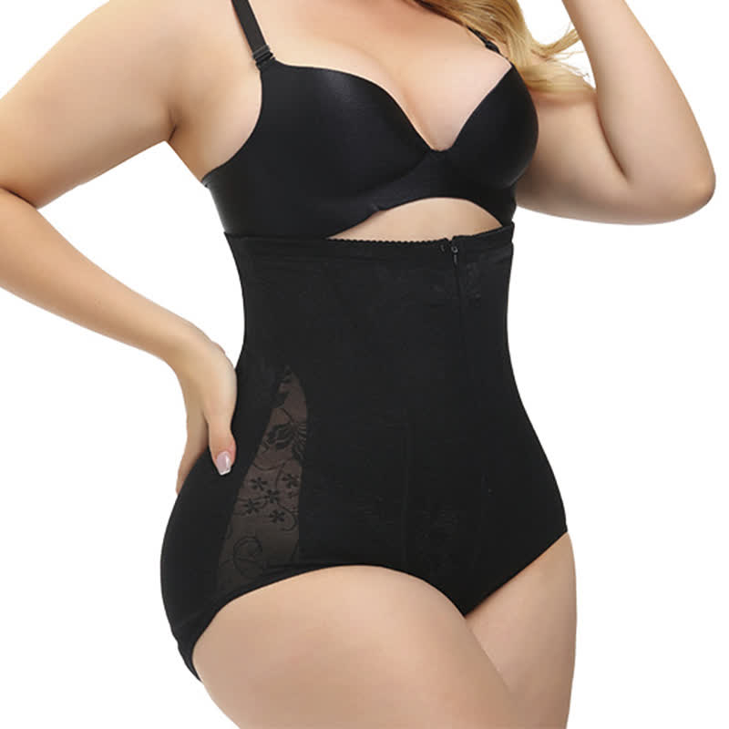 Culotte gainante taille haute avec fermeture éclair et effet gainant pour le ventre et les hanches