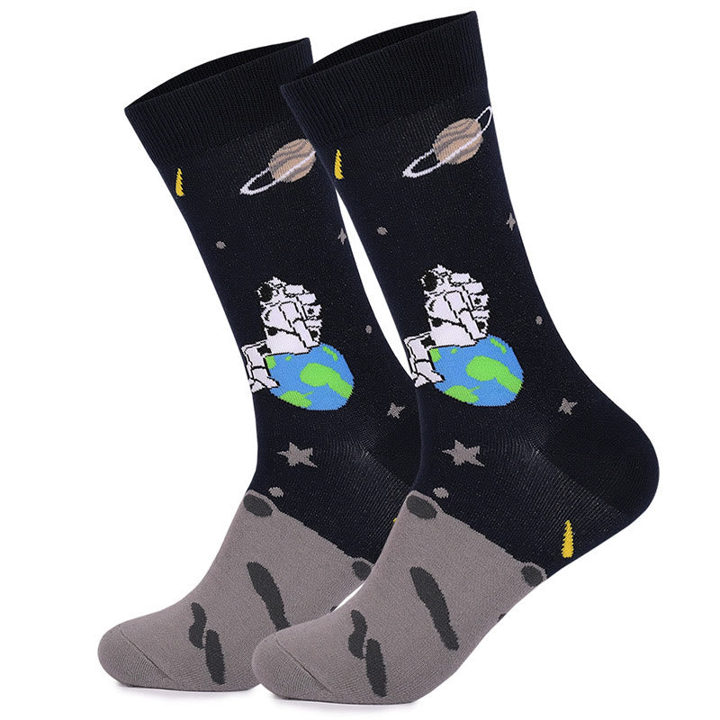 Chaussettes courtes constellation astronaute grande taille (4 paires)