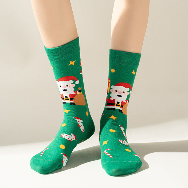 Chaussettes de Noël vertes grande taille (3 paires) - image 3