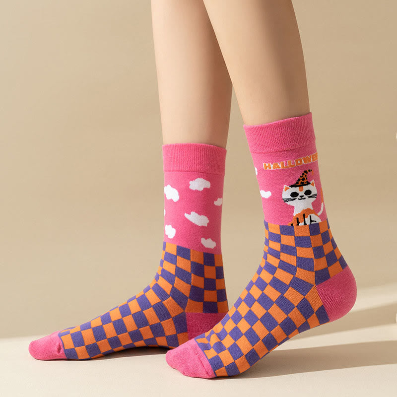 Chaussettes chat roses grande taille (3 paires) - image 2