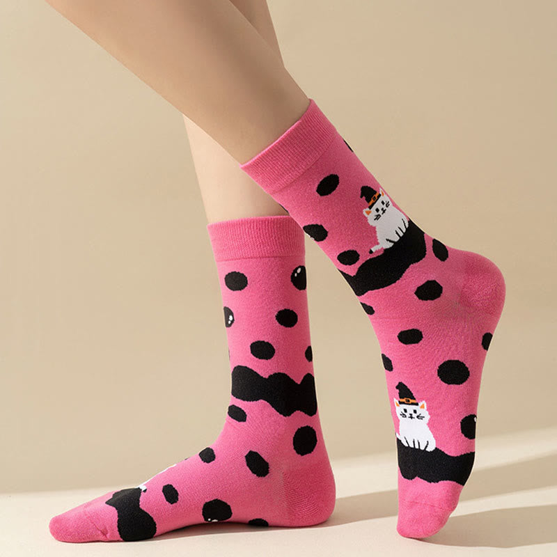 Chaussettes chat roses grande taille (3 paires) - image 5
