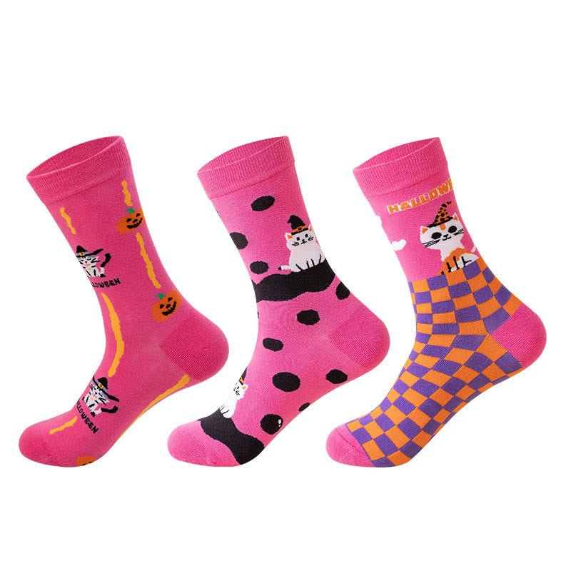 Chaussettes chat roses grande taille (3 paires) - image 9