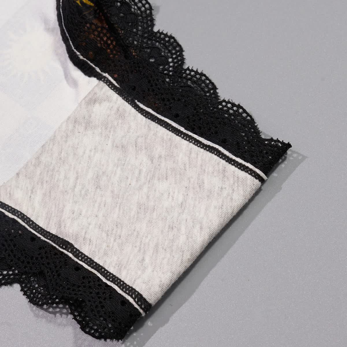 String taille basse sans coutures avec bordure en dentelle et imprimé soleil et lune (lot de 3)