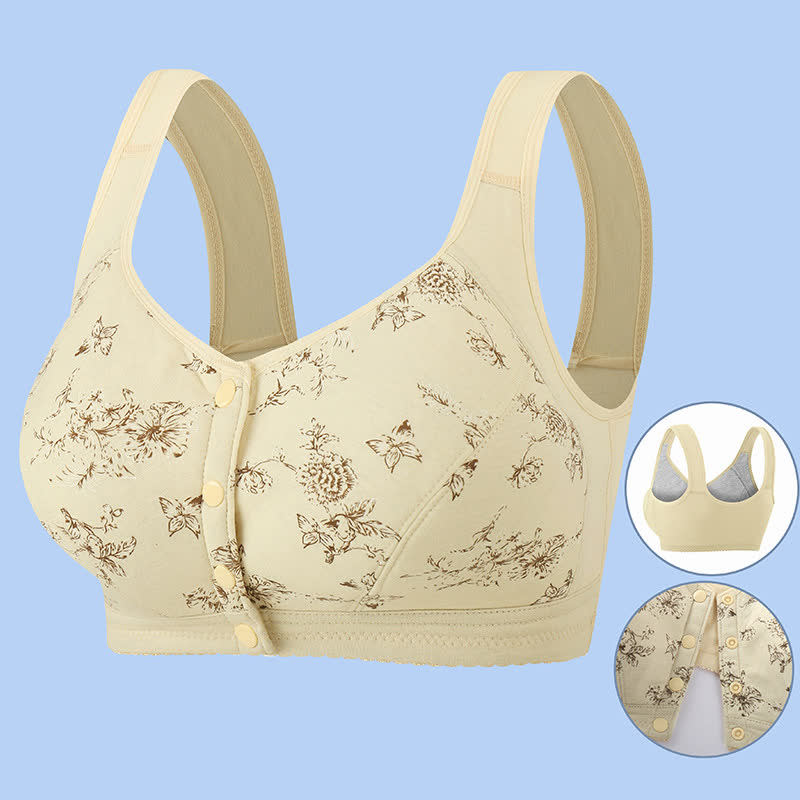 Soutien-gorge sans armatures à fermeture frontale et imprimé papillon et fleurs - Nu - 5XL - image 7