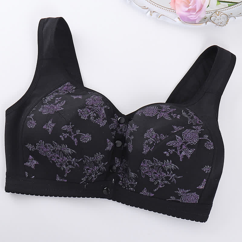 Soutien-gorge sans armatures à fermeture frontale et imprimé papillon et fleurs - image 9