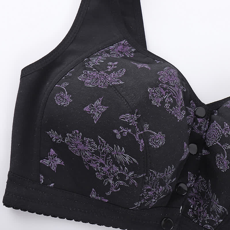 Soutien-gorge sans armatures à fermeture frontale et imprimé papillon et fleurs - image 10