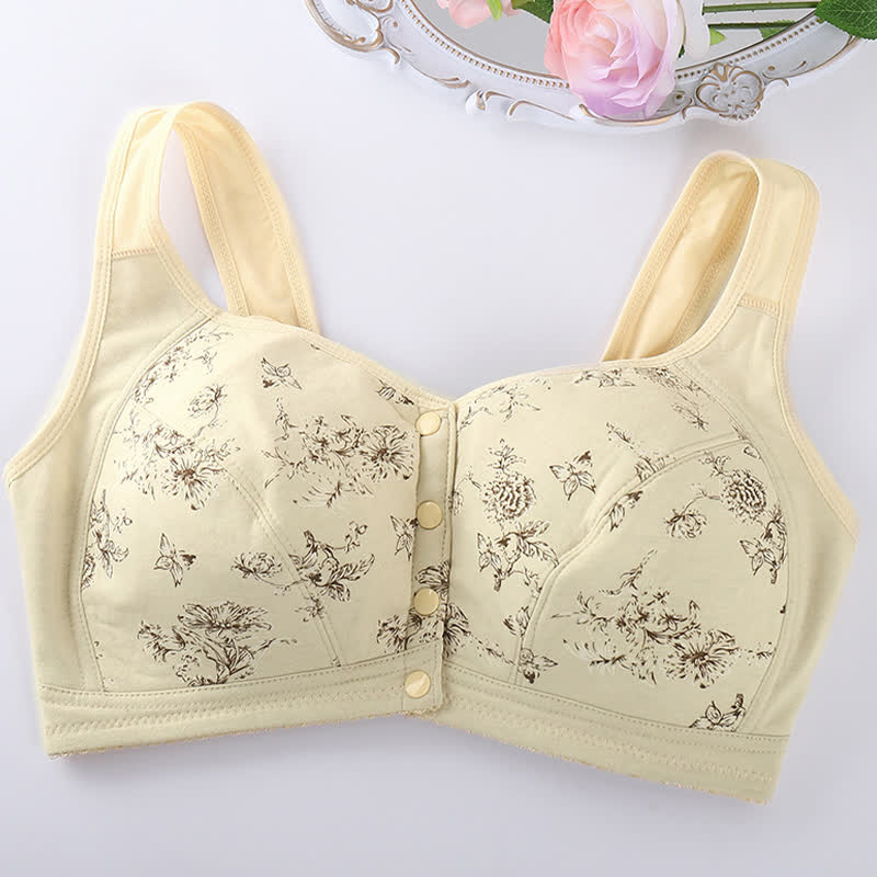 Soutien-gorge sans armatures à fermeture frontale et imprimé papillon et fleurs - image 6
